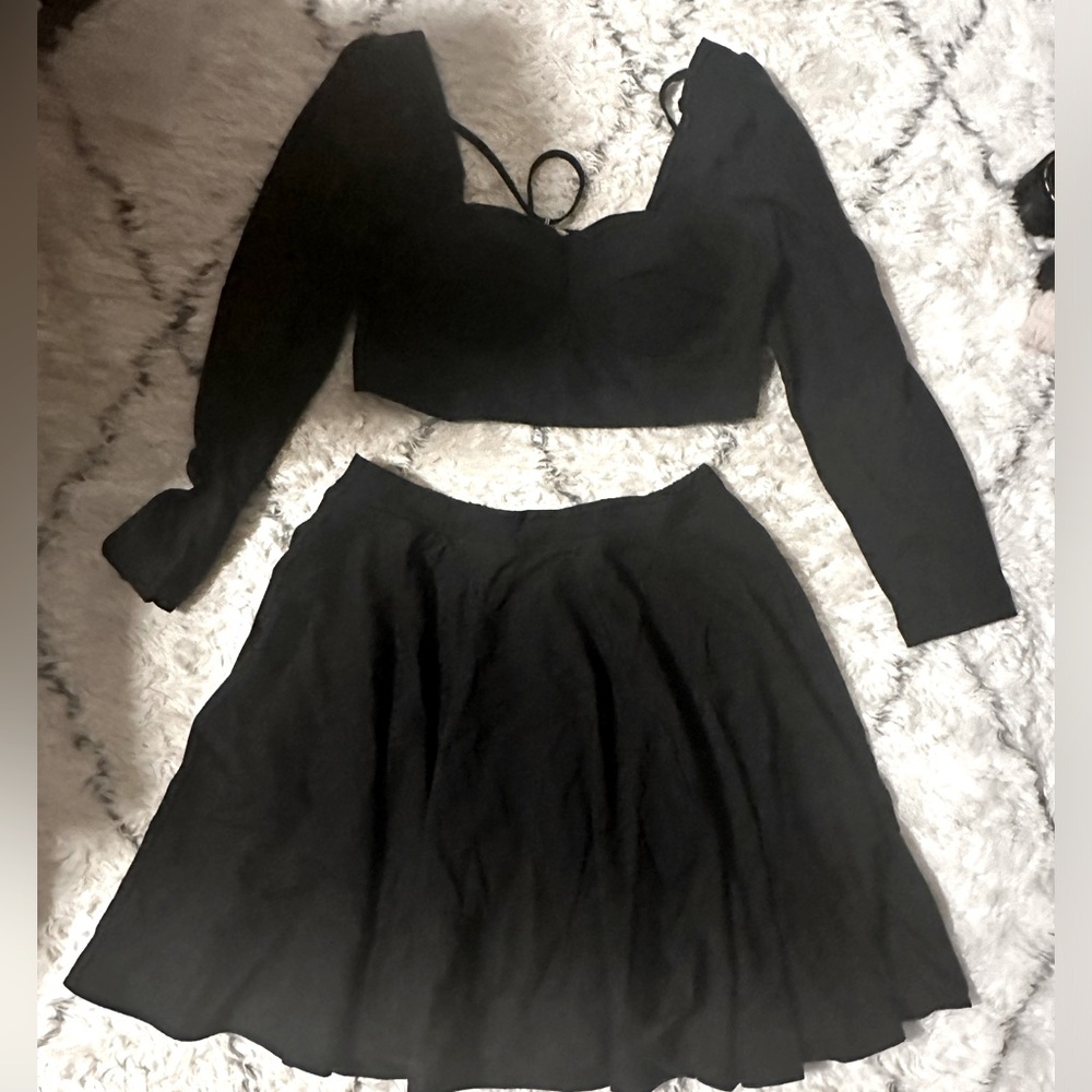 NWT REBDOLLS corset crop top and skater skirt SET - 1XL - black